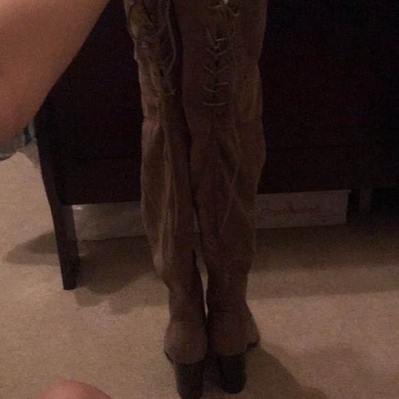 Taupe over the knee boots - Picture 3 of 3